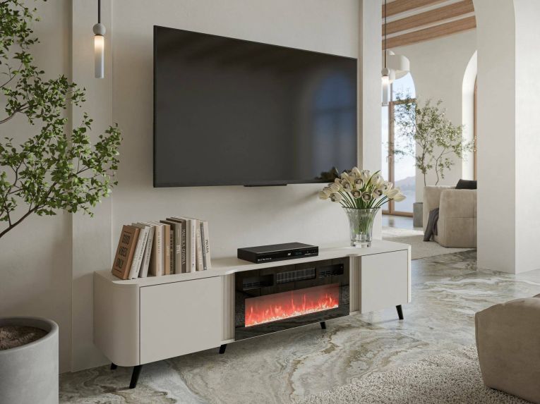 Mobile TV beige 190x40x58h cm 2 ante - Vicino