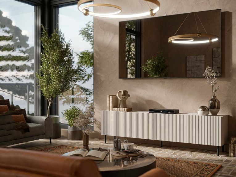 Mobile TV beige 200x42x52h cm 4 ante - Priocca
