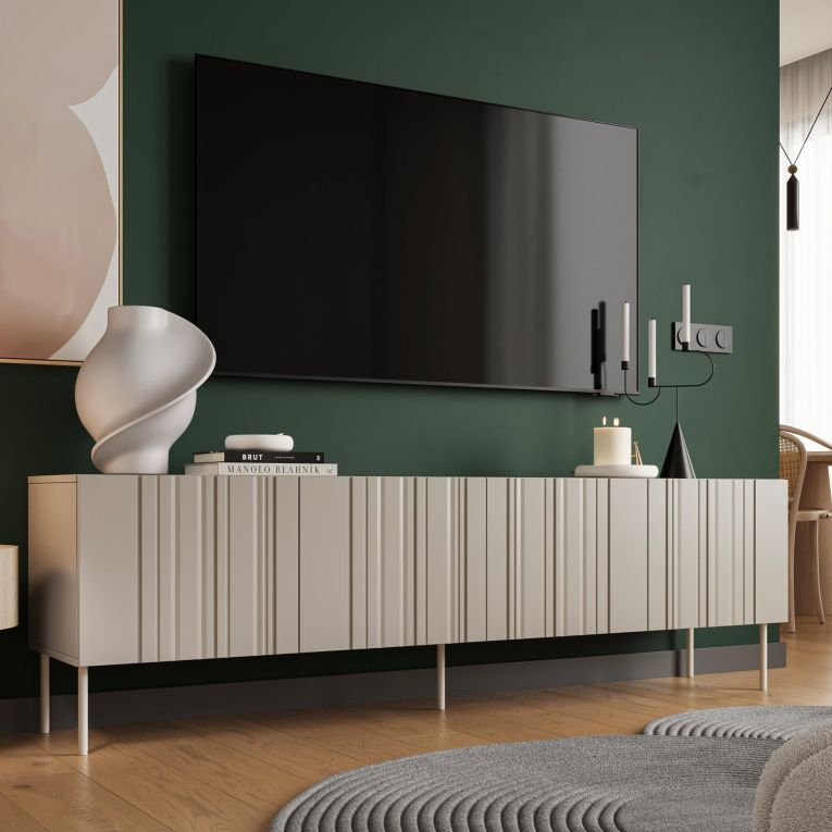 Mobile TV beige 200x42x60h cm 4 ante - Sospiro