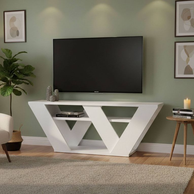 Mobile TV bianco 110x30x40h cm in legno - Amazzonite