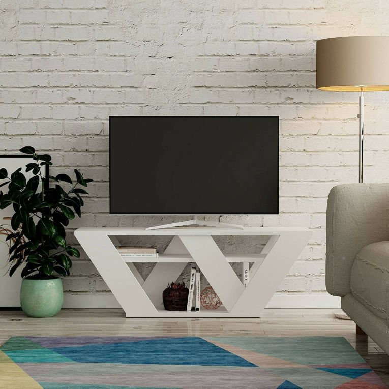 Mobile TV bianco 110x30x40h cm in legno - Amazzonite
