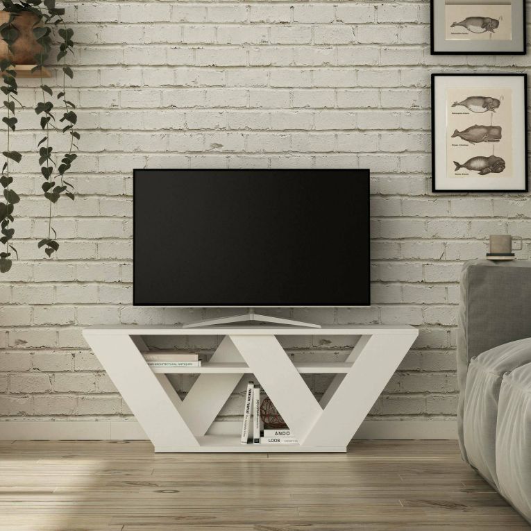 Mobile TV bianco 110x30x40h cm in legno - Amazzonite