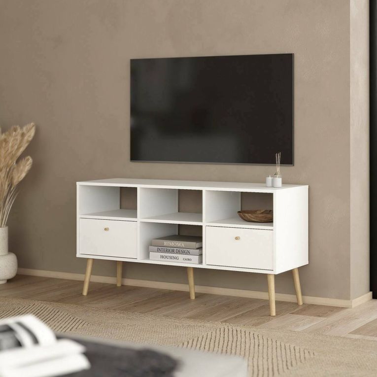 Mobile TV bianco 117x39x60h cm in legno - Conte