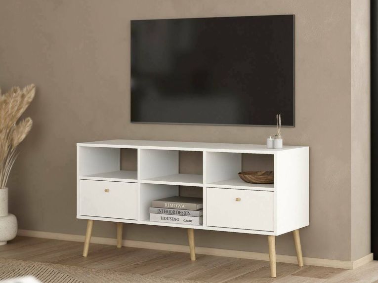 Mobile TV bianco 117x39x60h cm in legno - Conte