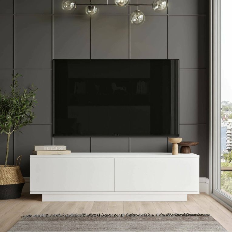 Mobile TV bianco 140x35x38h cm 2 ante - Kenneth