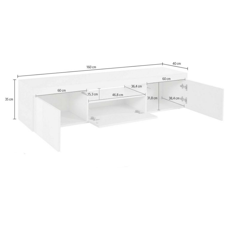 Mobile TV bianco 160x40x35h cm 3 ante - Edoarda
