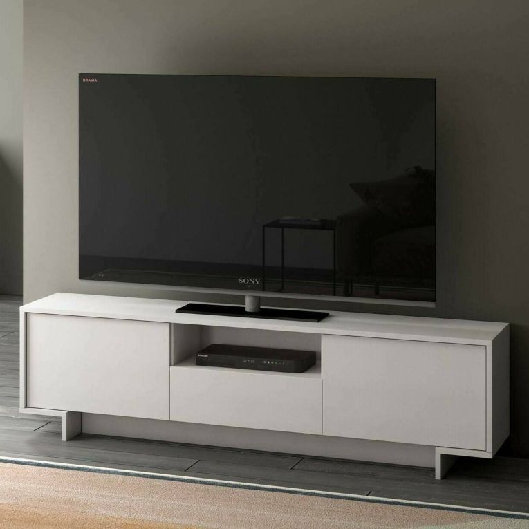 Mobile TV bianco 170x42x48h cm 2 ante e 1 cassetto - Atina