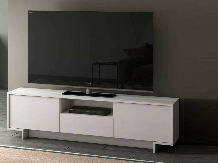 Mobile TV bianco 170x42x48h cm 2 ante e 1 cassetto - Atina