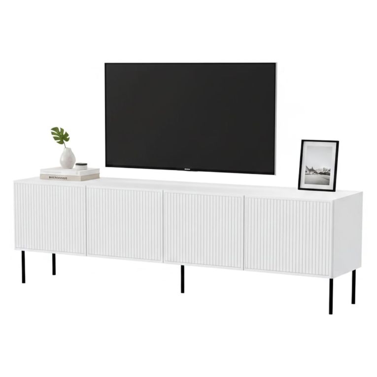 Mobile TV bianco 200x42x52h cm 4 ante - Priocca