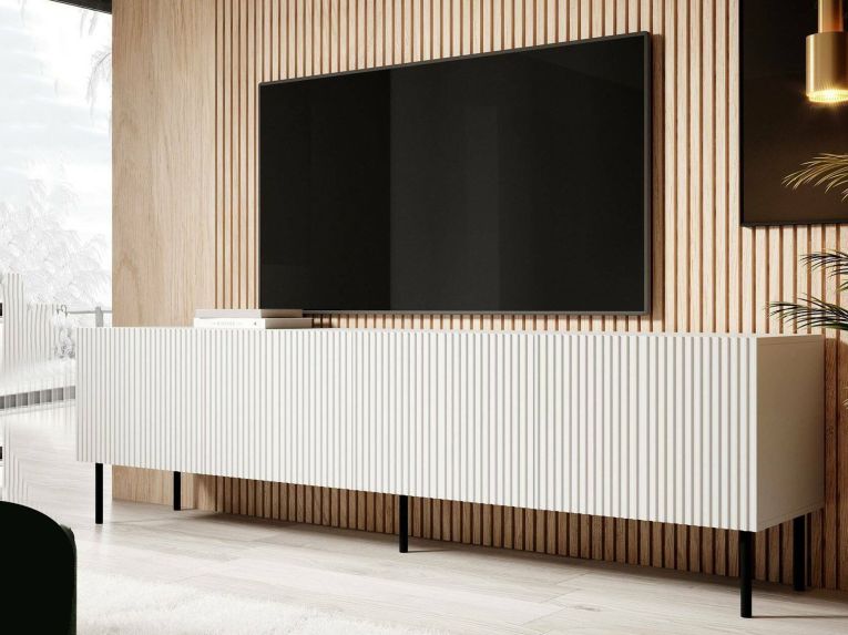 Mobile TV bianco 200x42x52h cm 4 ante - Priocca