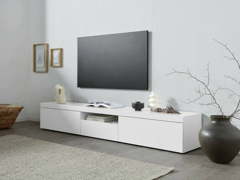 Mobile TV bianco 220x40x35h cm 3 ante - Annett
