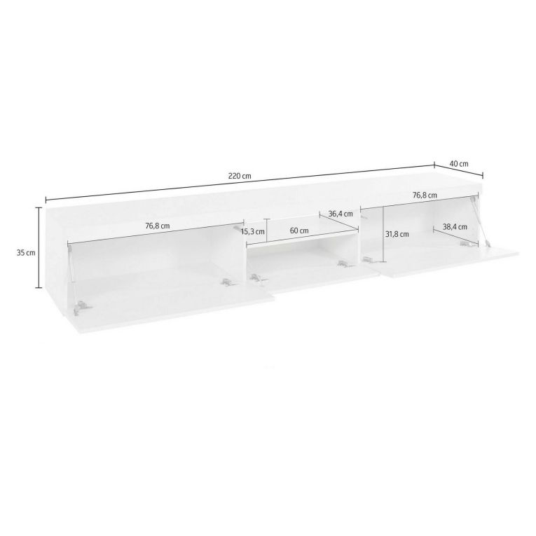 Mobile TV bianco 220x40x35h cm 3 ante - Annett