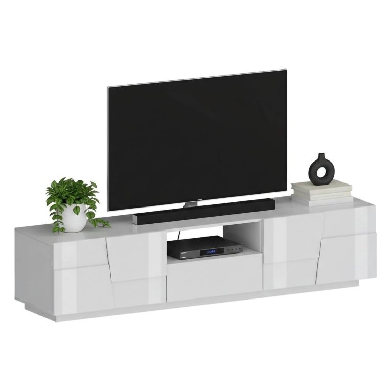 Mobile TV bianco 220x44x46h cm 4 ante e 1 cassetto - Maestrale