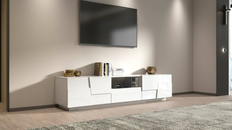 Mobile TV bianco 220x44x46h cm 4 ante e 1 cassetto - Maestrale