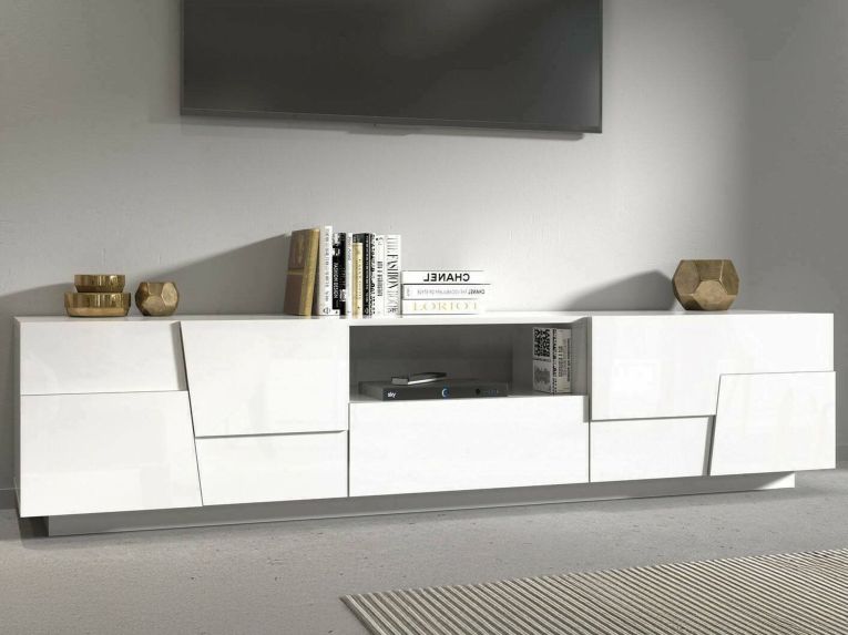 Mobile TV bianco 220x44x46h cm 4 ante e 1 cassetto - Maestrale