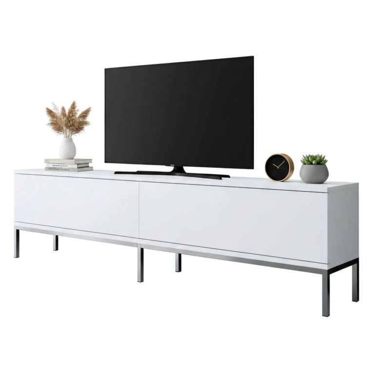 Mobile TV bianco e argento 180x30x47h cm modulabile - Espero
