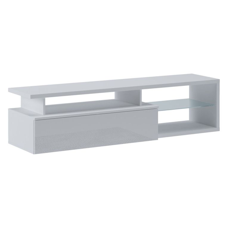Mobile TV bianco e bianco lucido 160x38x41h cm in legno - Gisella