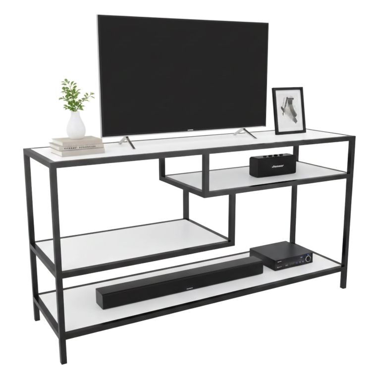 Mobile TV bianco e nero 120x39x75h cm in legno - Ivette