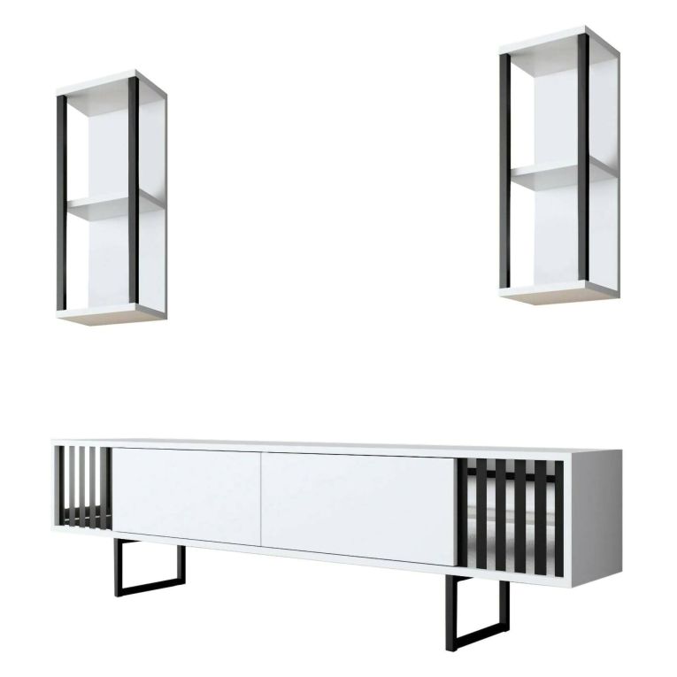 Mobile TV bianco e nero 180x30x48h cm modulabile - Iva
