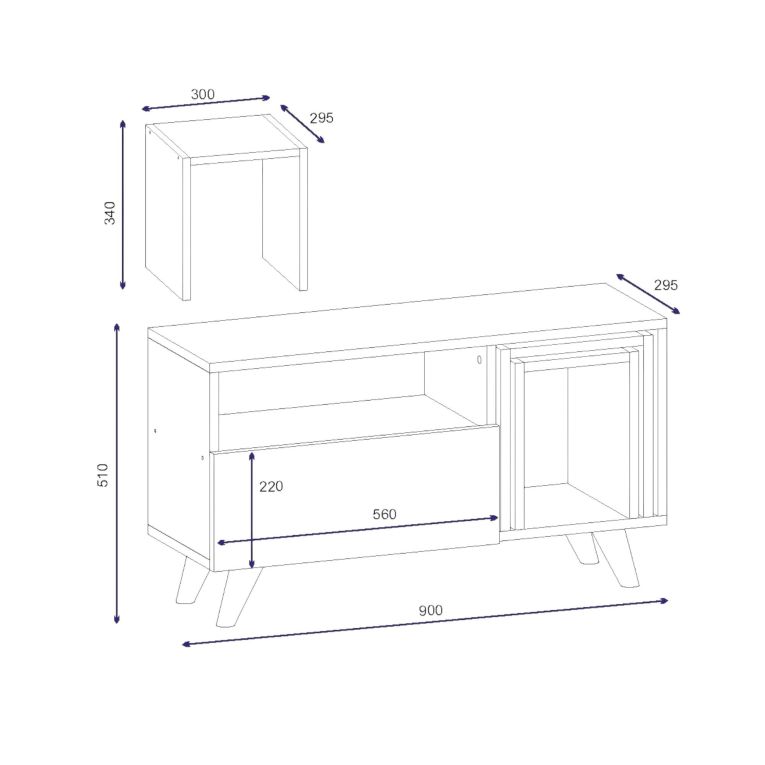 Mobile TV bianco e noce 90x29x51h cm in legno - Barrali