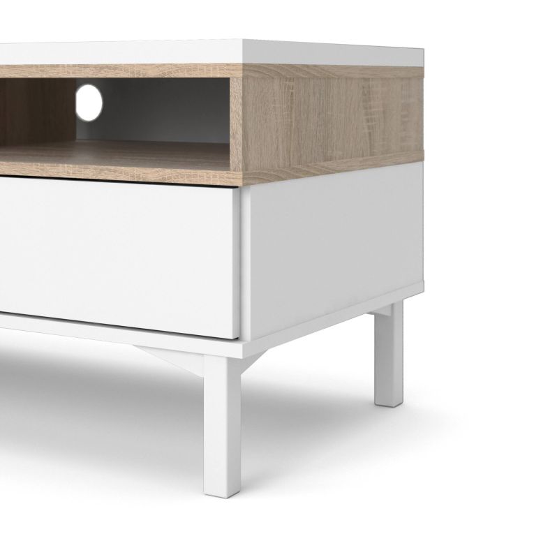 Mobile TV bianco e quercia 155x48x48h cm in legno - Rosata