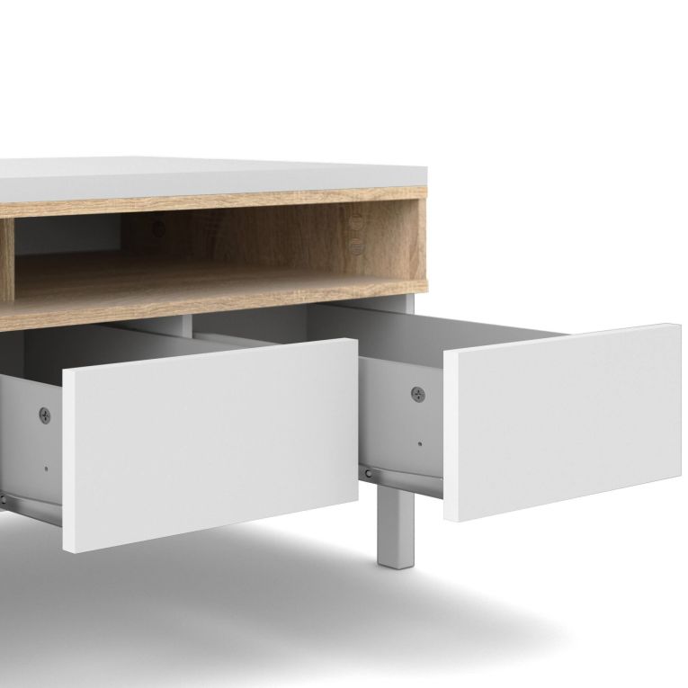Mobile TV bianco e quercia 155x48x48h cm in legno - Rosata