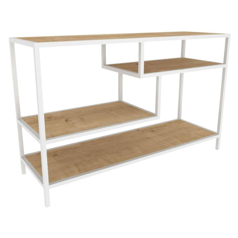 Mobile TV bianco e rovere 120x39x75h cm in legno - Ivette