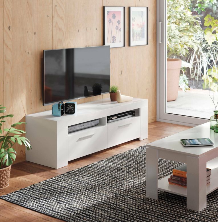 Mobile TV bianco lucido 120x42x40h cm 2 ante - Sparaxis