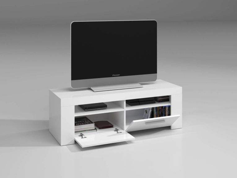 Mobile TV bianco lucido 120x42x40h cm 2 ante - Sparaxis