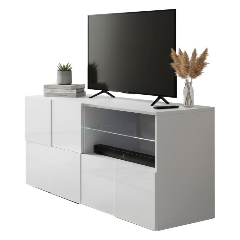 Mobile TV bianco lucido 122x43x57h cm in legno - Ward