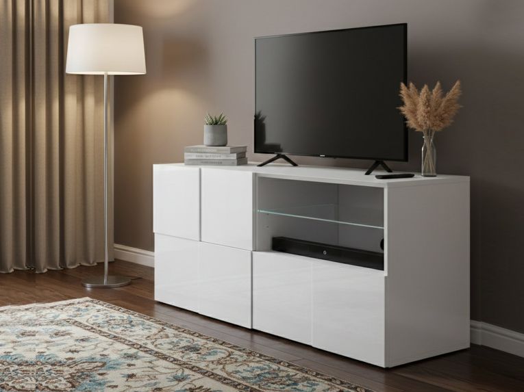 Mobile TV bianco lucido 122x43x57h cm in legno - Ward