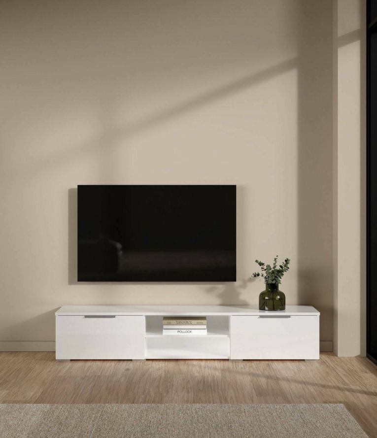 Mobile TV bianco lucido 172x39x33h cm in legno - Ammiro