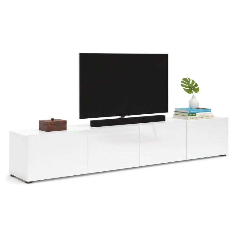 Mobile TV bianco lucido 225x38x39h cm 4 ante - Ame
