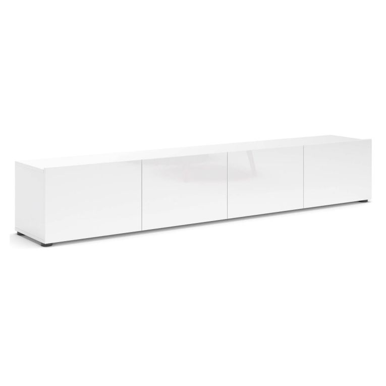 Mobile TV bianco lucido 225x38x39h cm 4 ante - Ame
