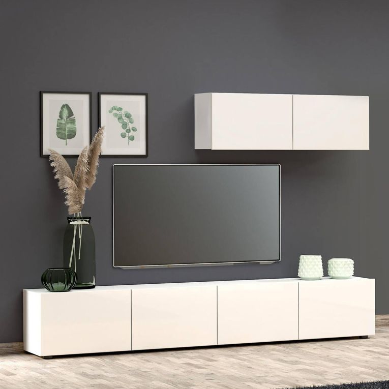 Mobile TV bianco lucido 225x38x39h cm 6 ante - Vongfong