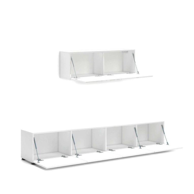 Mobile TV bianco lucido 225x38x39h cm 6 ante - Vongfong
