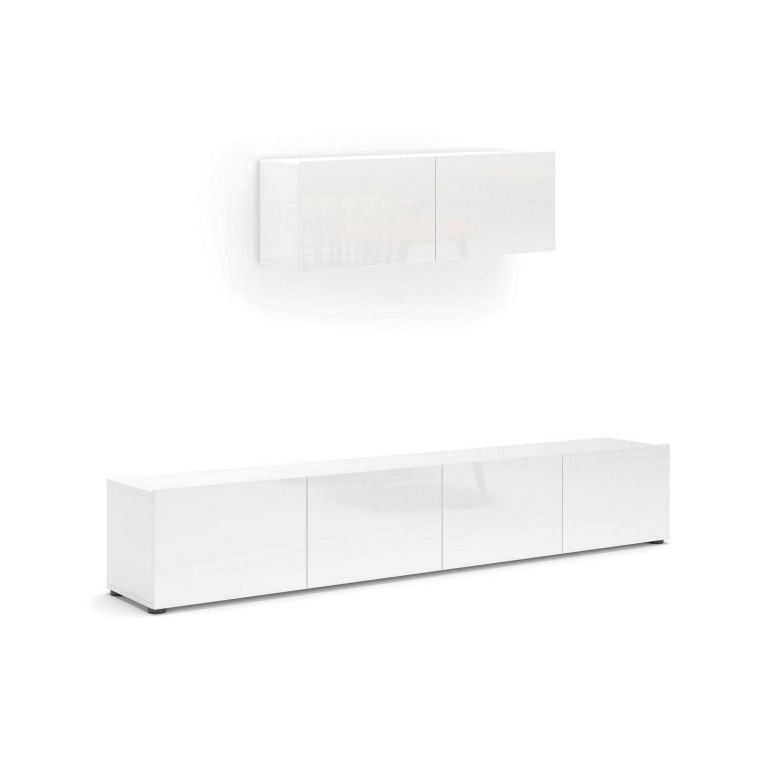 Mobile TV bianco lucido 225x38x39h cm 6 ante - Vongfong