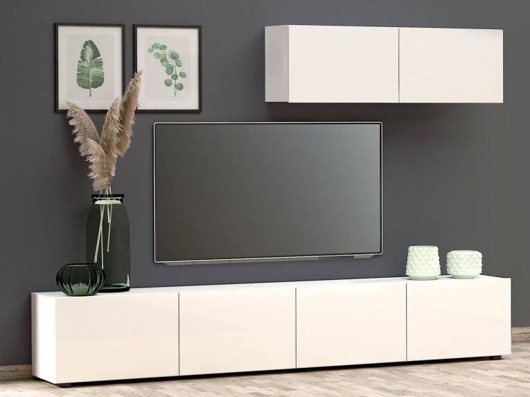 Mobile TV bianco lucido 225x38x39h cm 6 ante - Vongfong