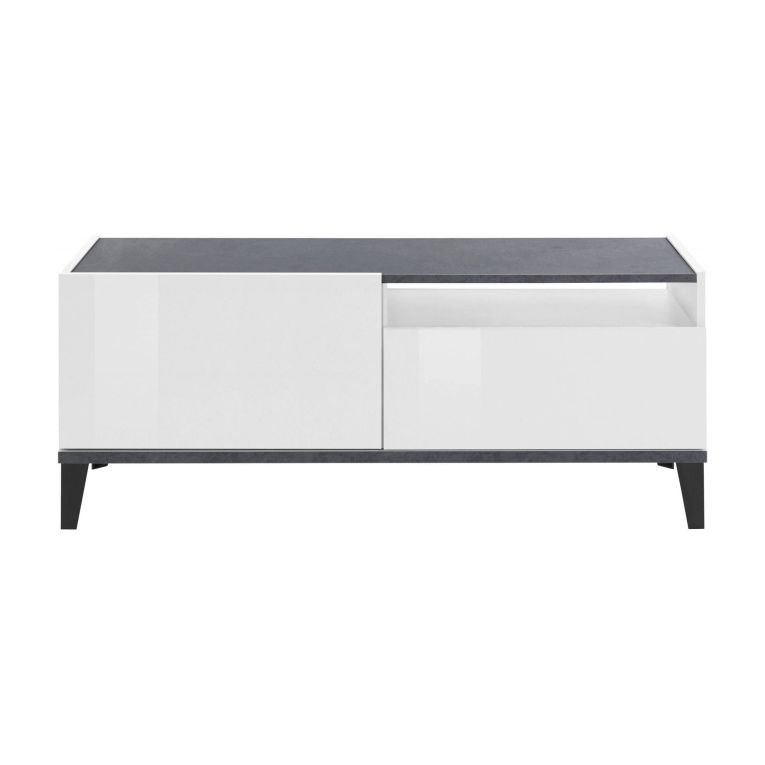 Mobile TV bianco lucido e ardesia 120x40x47h cm in legno - Atris