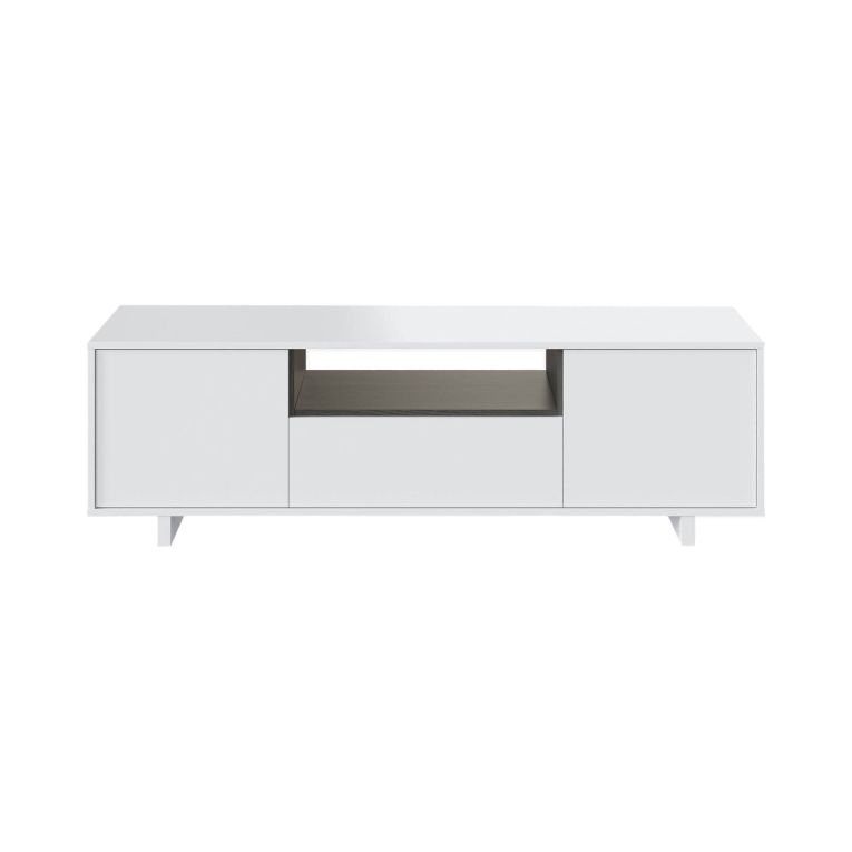 Mobile TV bianco lucido e grigio cenere 150x41x46h cm 3 ante - Andalusia