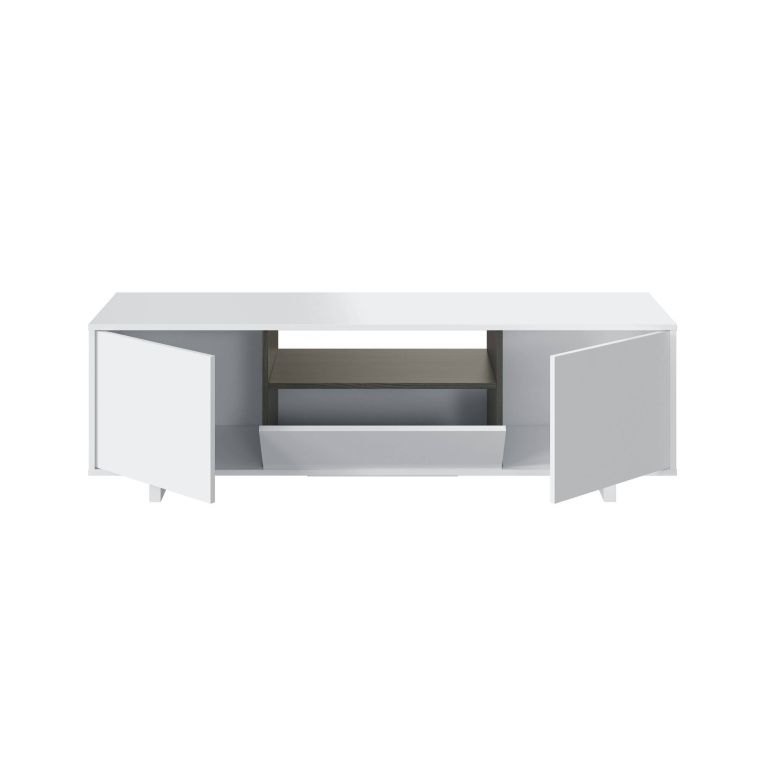 Mobile TV bianco lucido e grigio cenere 150x41x46h cm 3 ante - Andalusia
