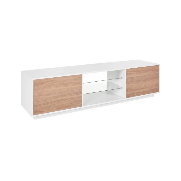 Mobile TV bianco lucido e noce 180x41x46h cm 2 ante - Lola
