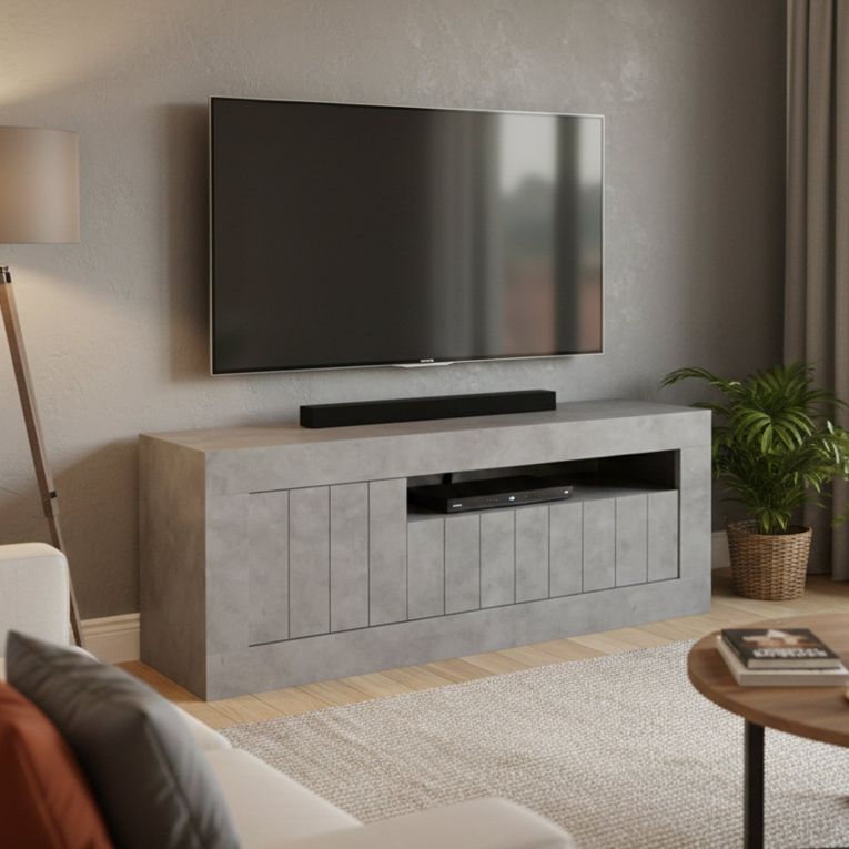Mobile TV cemento 138x42x56h cm 3 ante - Iole