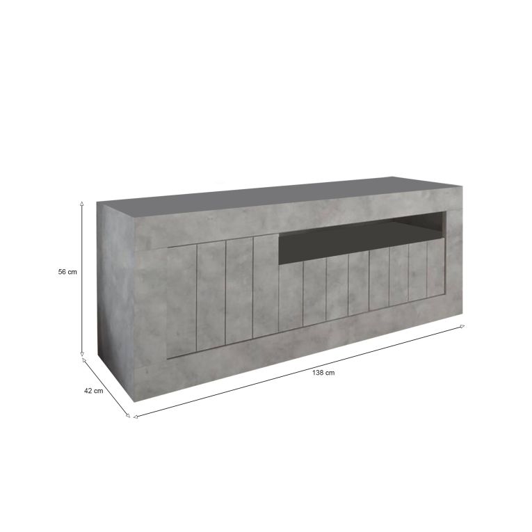 Mobile TV cemento 138x42x56h cm 3 ante - Iole