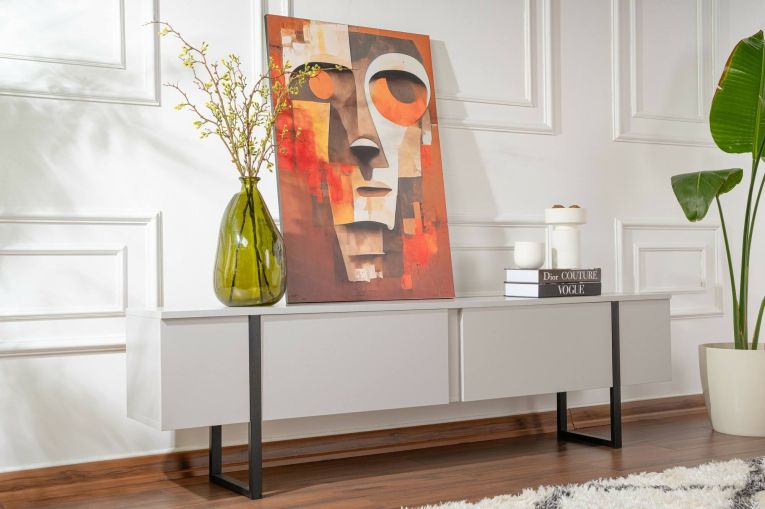 Mobile TV grigio e nero 180x29x50h cm 2 ante - Lilith