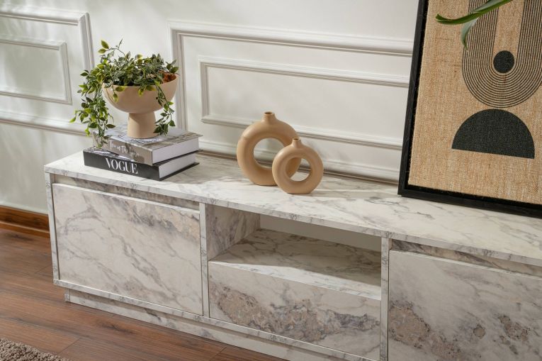 Mobile TV marmo 160x29x42h cm 3 ante - Morrigan