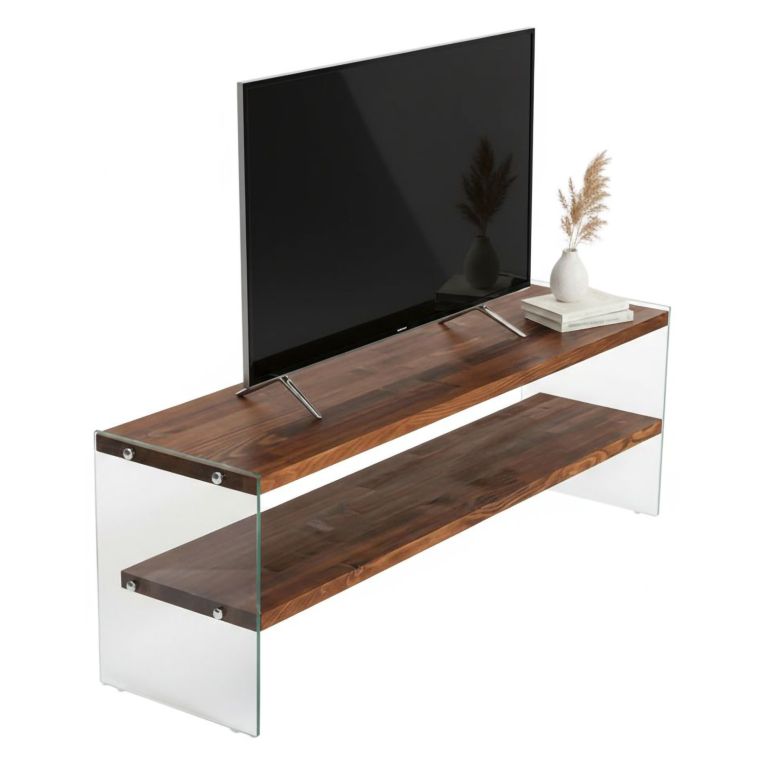 Mobile TV marrone e trasparente 140x35x45h cm in legno - Umbria
