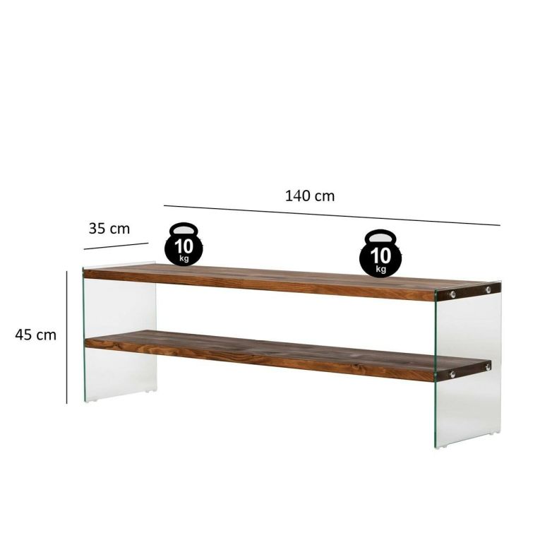 Mobile TV marrone e trasparente 140x35x45h cm in legno - Umbria