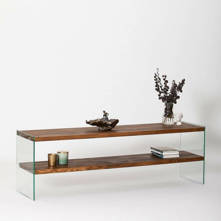 Mobile TV marrone e trasparente 140x35x45h cm in legno - Umbria
