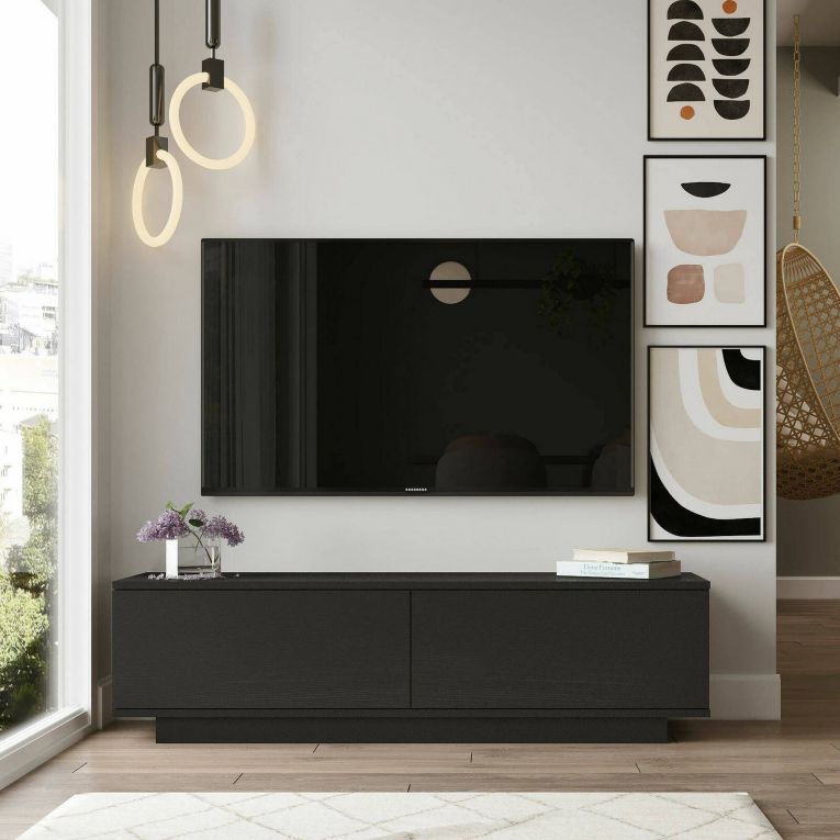 Mobile TV nero 140x35x38h cm 2 ante - Goro